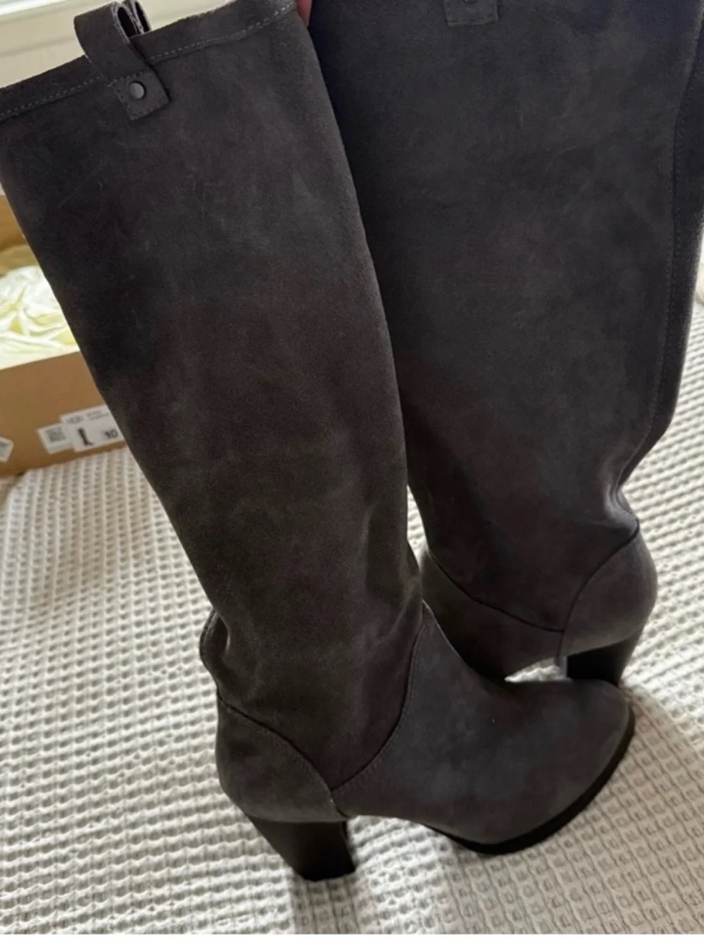 UGG Ava Gray Suede Over-the-Knee Block Heel Boots
